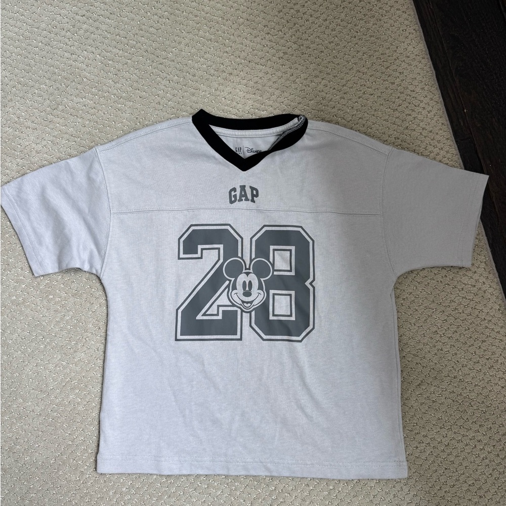 GAP Disney Mickey Sports Gray and Black Jersey Top